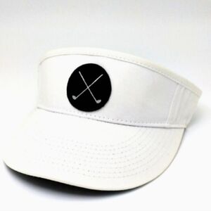 White Golf Visor Hat with Black Logo